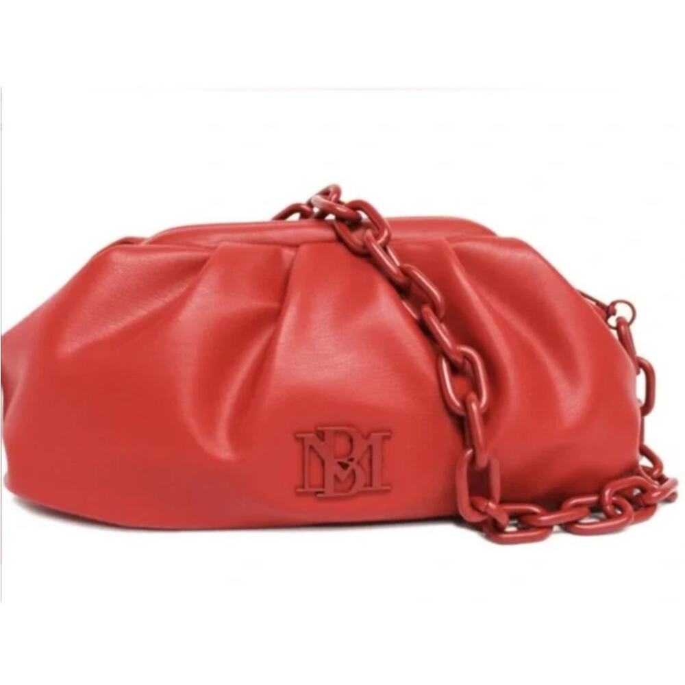 NWT Badgley Mischka Vegan Leather Wrapped Frame Clutch in Red MSRP $129
